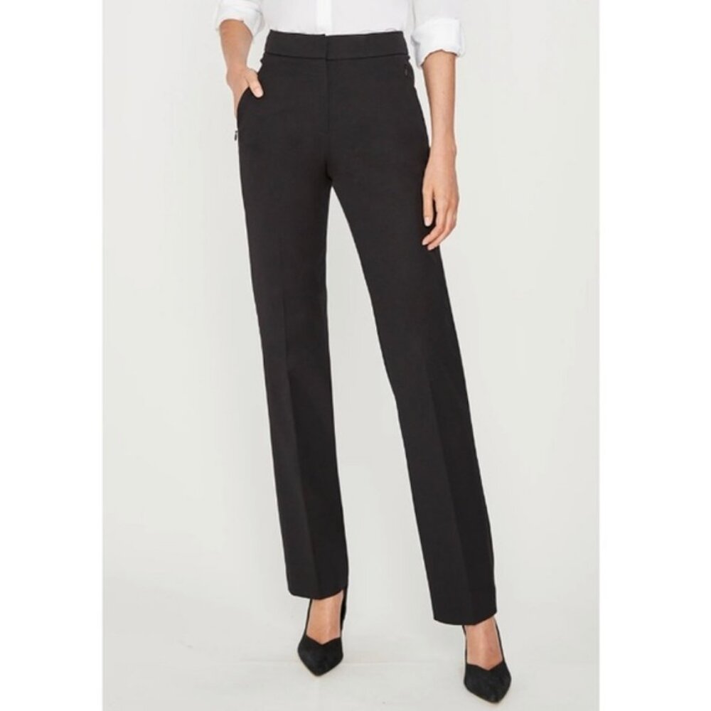 NWT $228 ELIE TAHARI LEENA WOOL BLEND PANTS BLACK SIZE 2 - Picture 2 of 9
